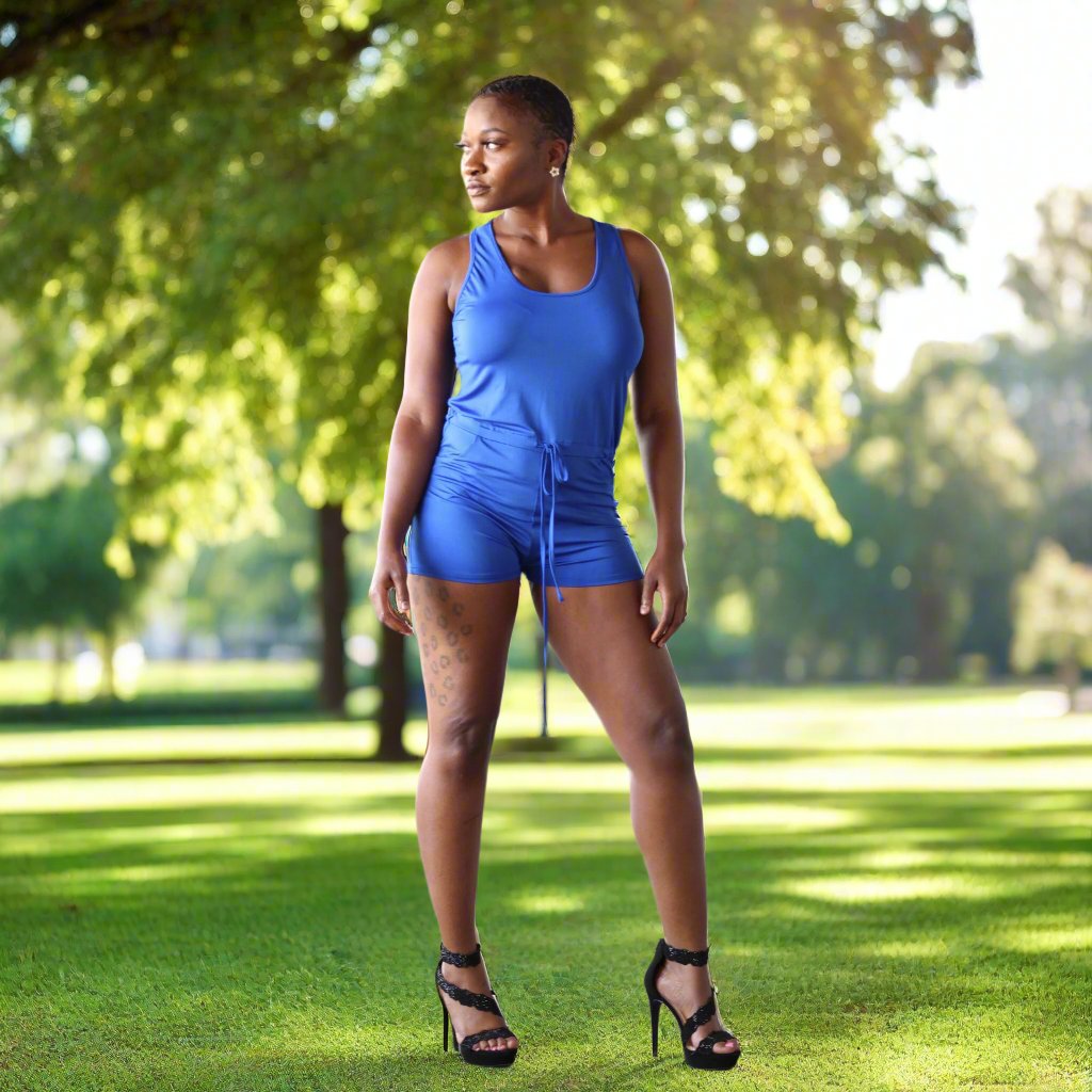A stretchy, blue romper