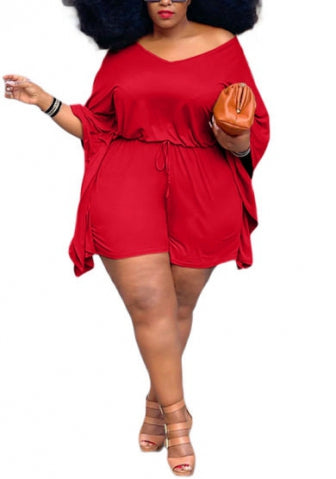 plus-size red crop top with matching shorts